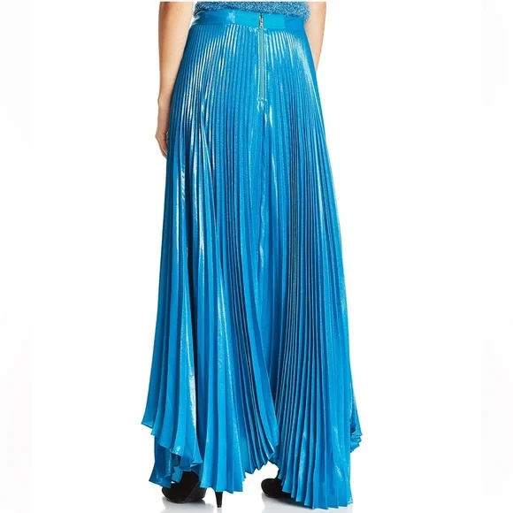 Alice + Olivia Blue Metallic Pleated Skirt - Size 6 - Picture 2 of 9